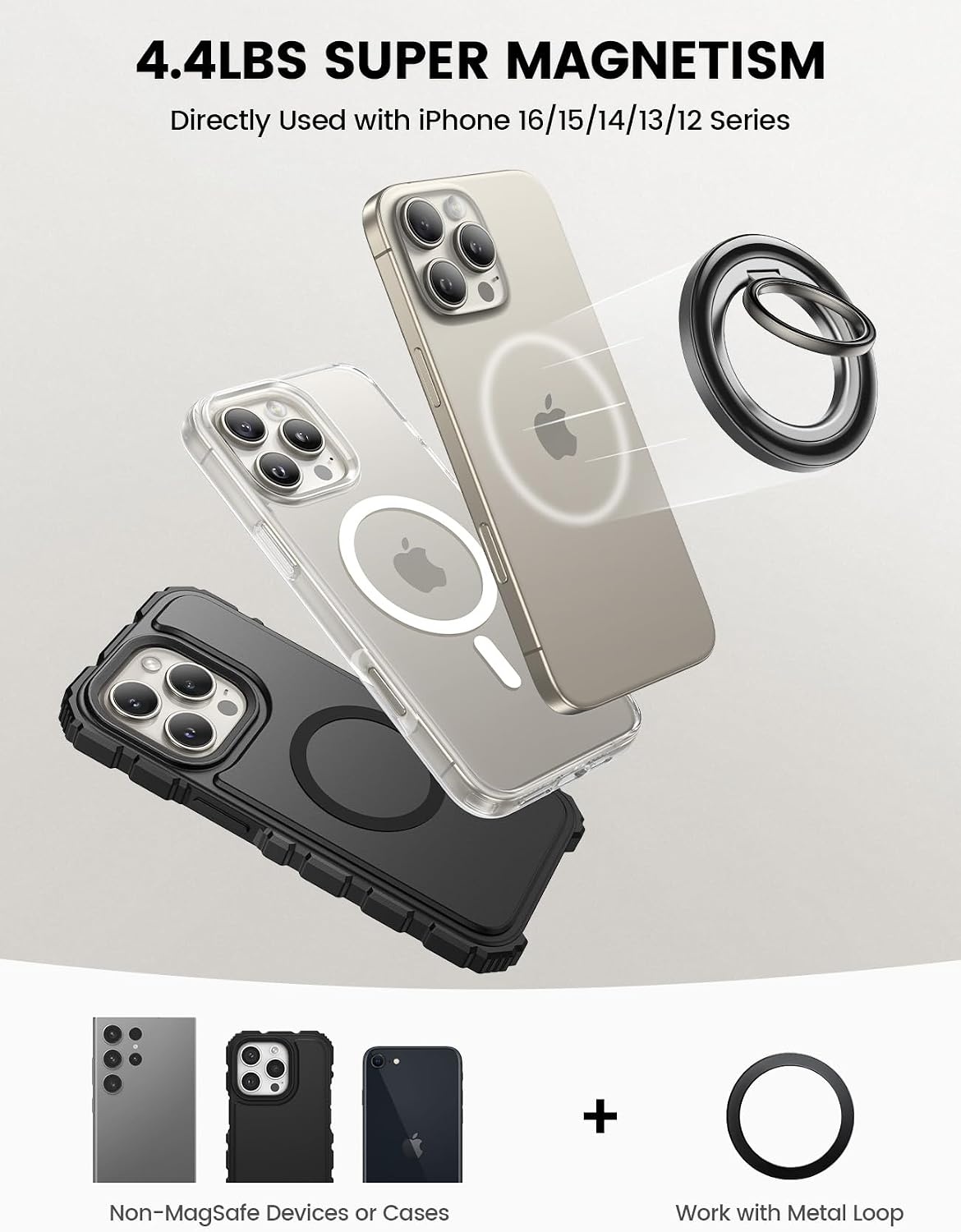 image:imageLamicall Magnetic Phone Ring Grip for MagSafe Waterproof Phone Pouch Case