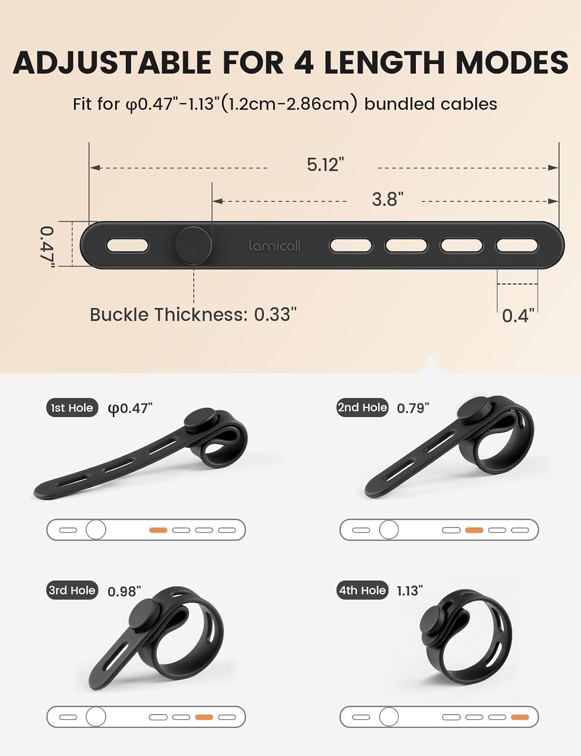 image:imageLamicall Silicone Cable Ties Organizer for Travel Waterproof Phone Pouch