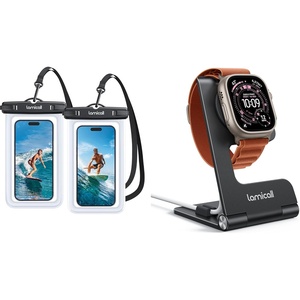 Lamicall Foldable Apple Watch Stand + Wateproof Phone Pouch