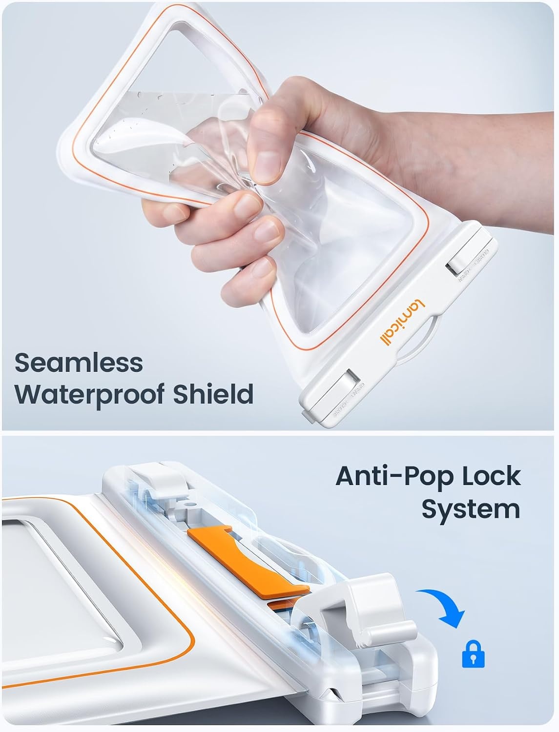 image:imageLamicall Floating Waterproof Phone Pouch 2 Pack Cruise amp Travel EssentialsWhite Orange