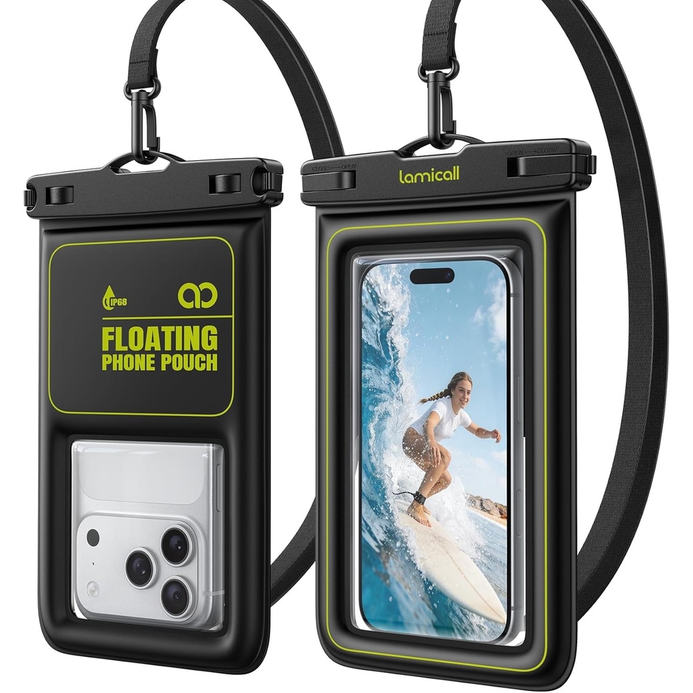 image:imageLamicall Floating Waterproof Phone Pouch 2 Pack Cruise amp Travel EssentialsGreen Accent