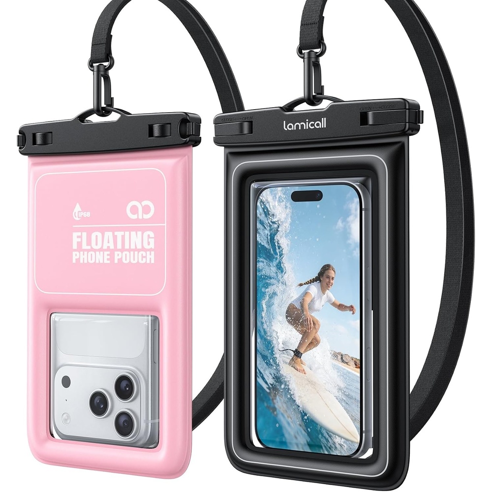 image:imageLamicall Floating Waterproof Phone Pouch 2 Pack Cruise amp Travel EssentialsPink Black