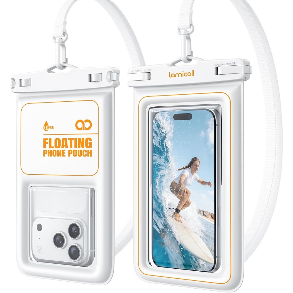 image:imageLamicall Floating Waterproof Phone Pouch 2 Pack Cruise amp Travel EssentialsWhite Orange