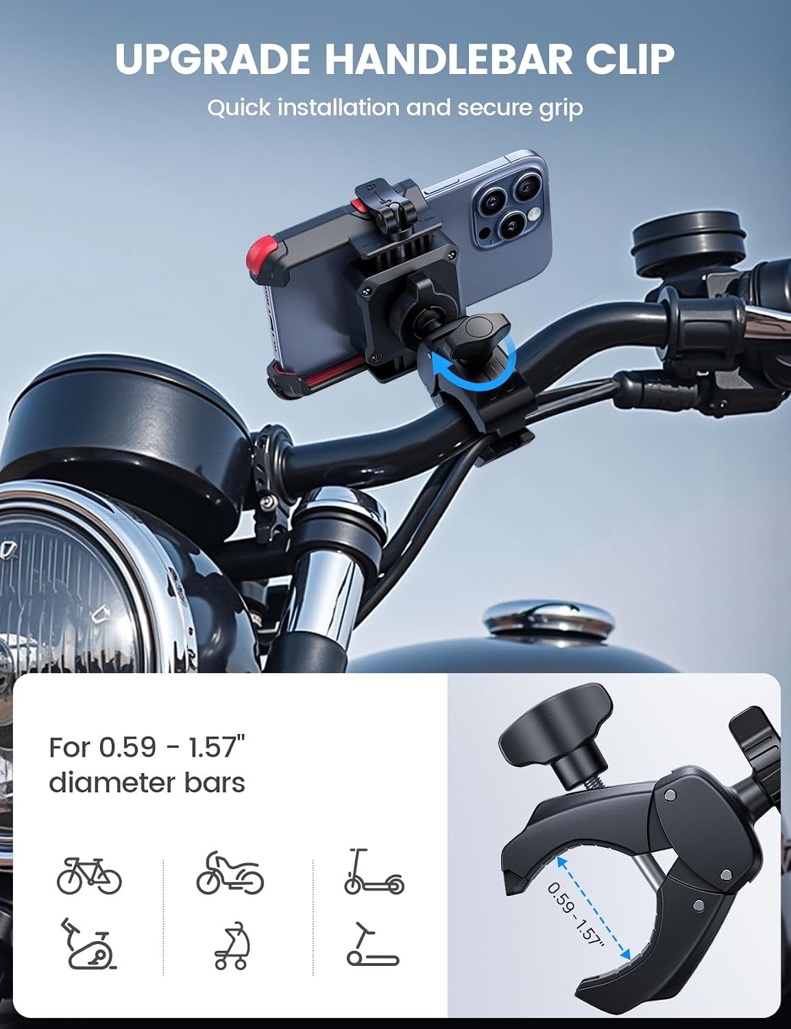 image:imageLamicall Motorcycle Bike Phone Mount 1s Quick Release Bike Phone HolderRed