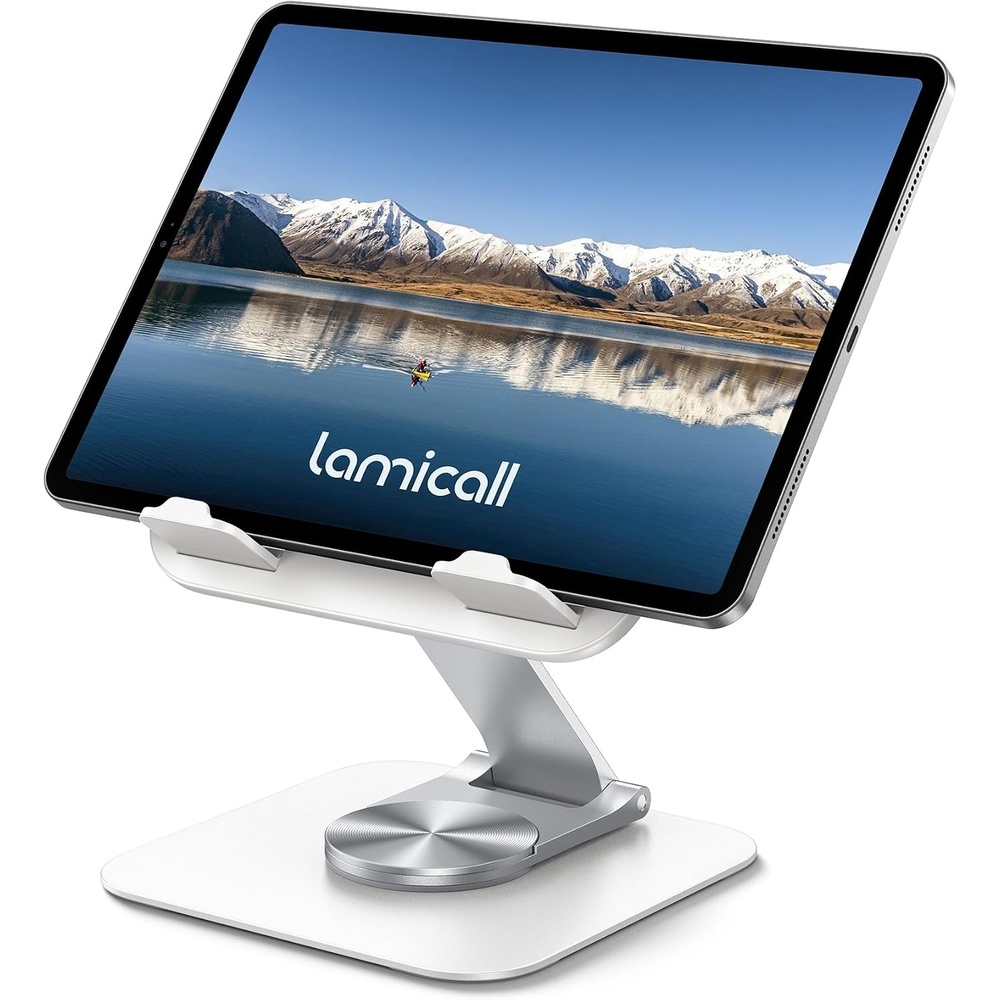 image:imageLamicall Adjustable iPad Stand for Desk UltraSlim Foldable 360 RotationWhite