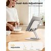 Lamicall Adjustable iPad Stand for Desk, Ultra-Slim Foldable, 360° Rotation(White)