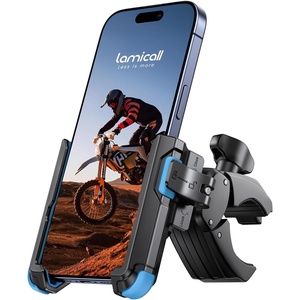Lamicall Motorcycle Bike Phone Mount, 1s Quick Release Bike Phone Holder(Blue)