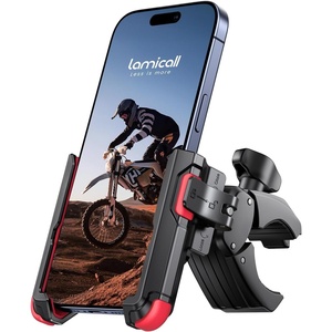 Lamicall Motorcycle Bike Phone Mount, 1s Quick Release Bike Phone Holder(Red)