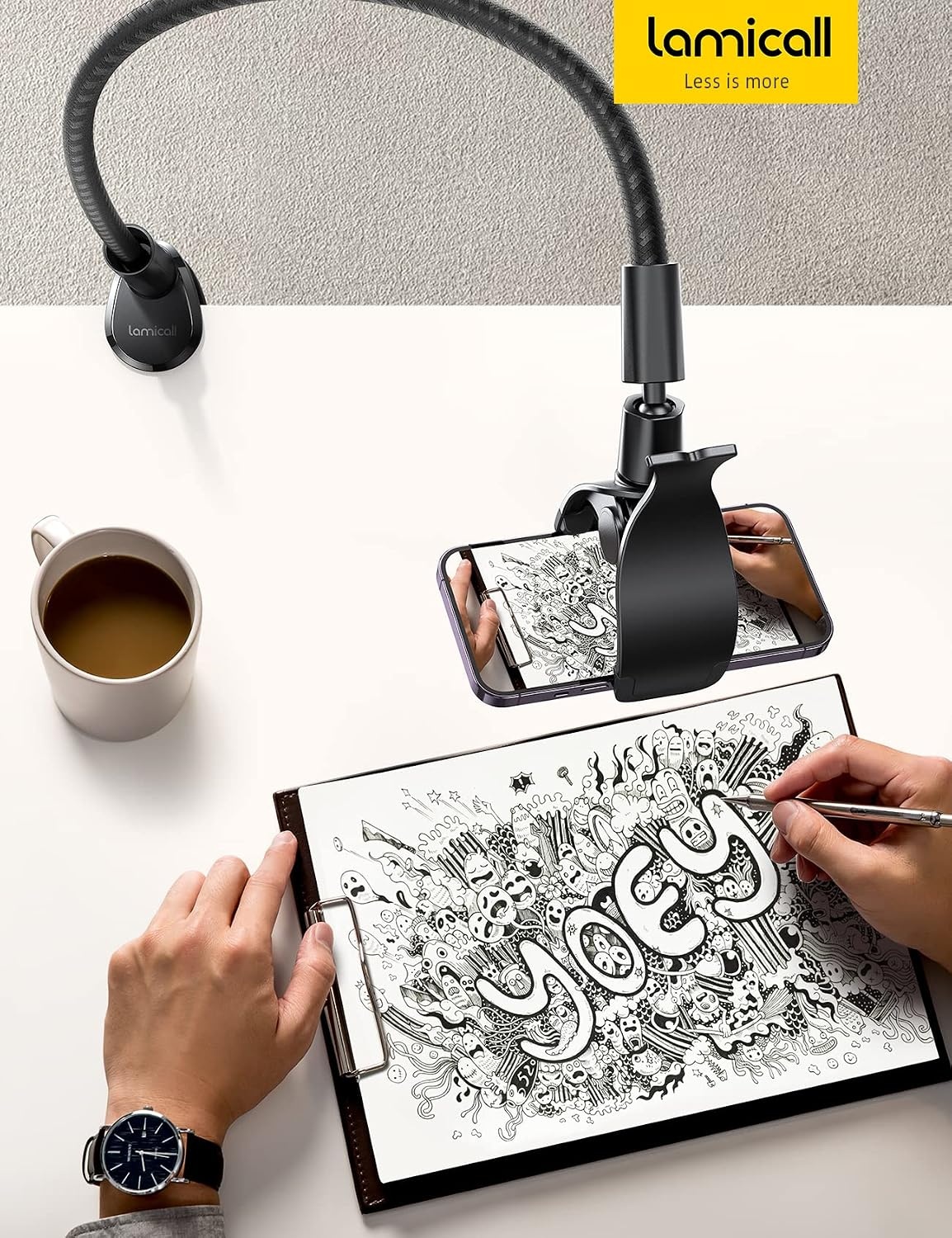image:imageLamicall Gooseneck Phone Holder for Bed Overall Length 386inBlack