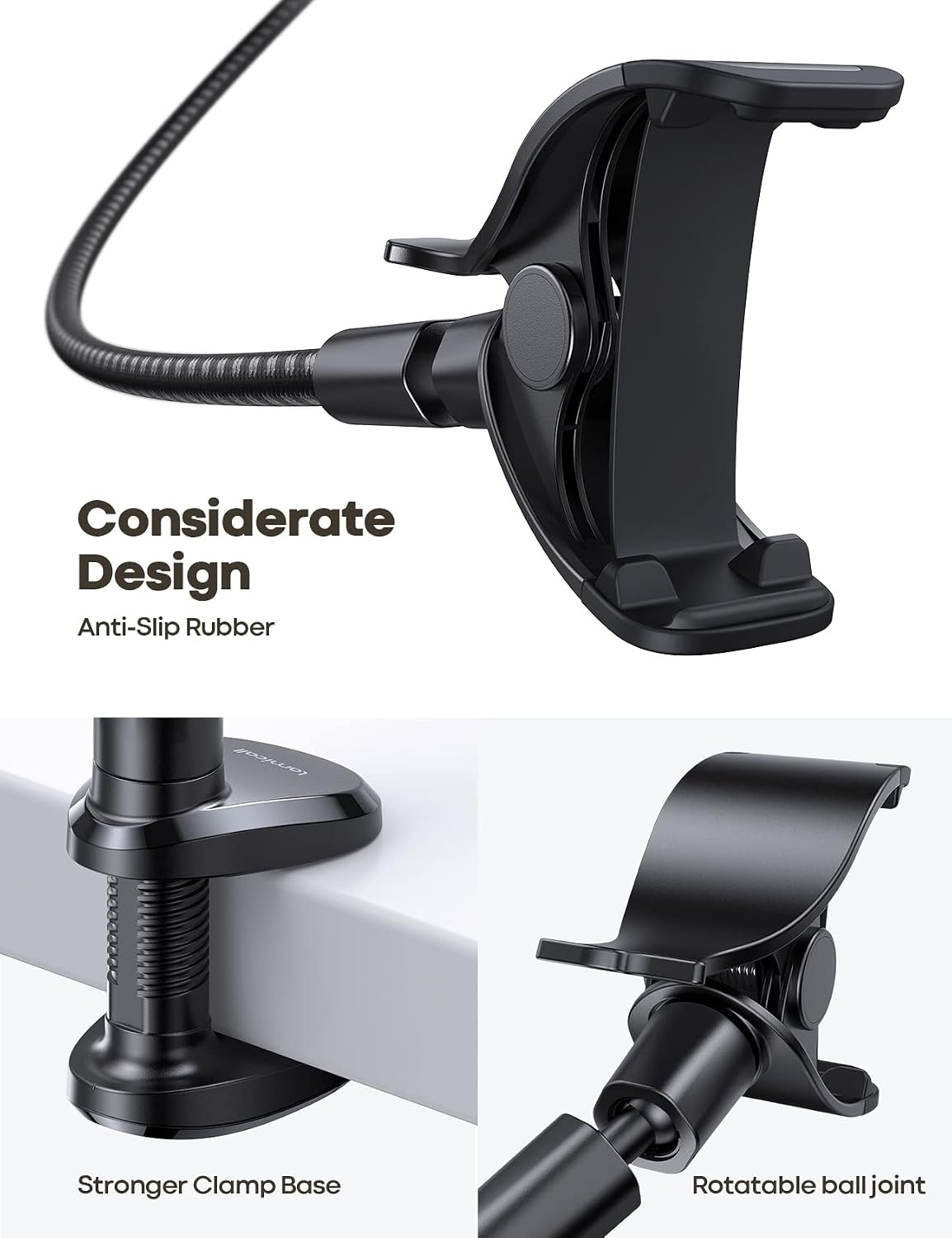 image:imageLamicall Gooseneck Phone Holder for Bed Overall Length 386inBlack