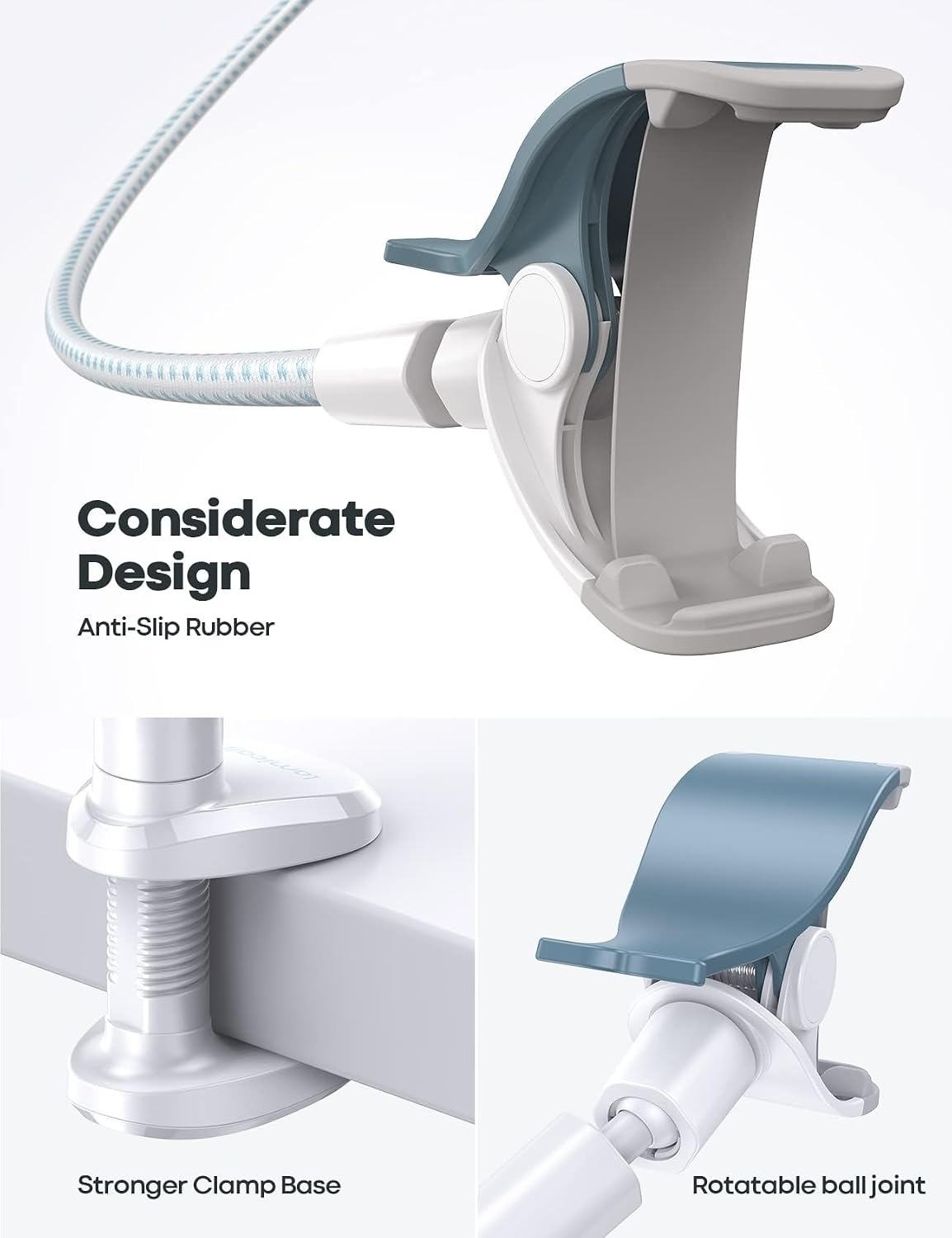 image:imageLamicall Gooseneck Phone Holder for Bed Overall Length 386inSnow White