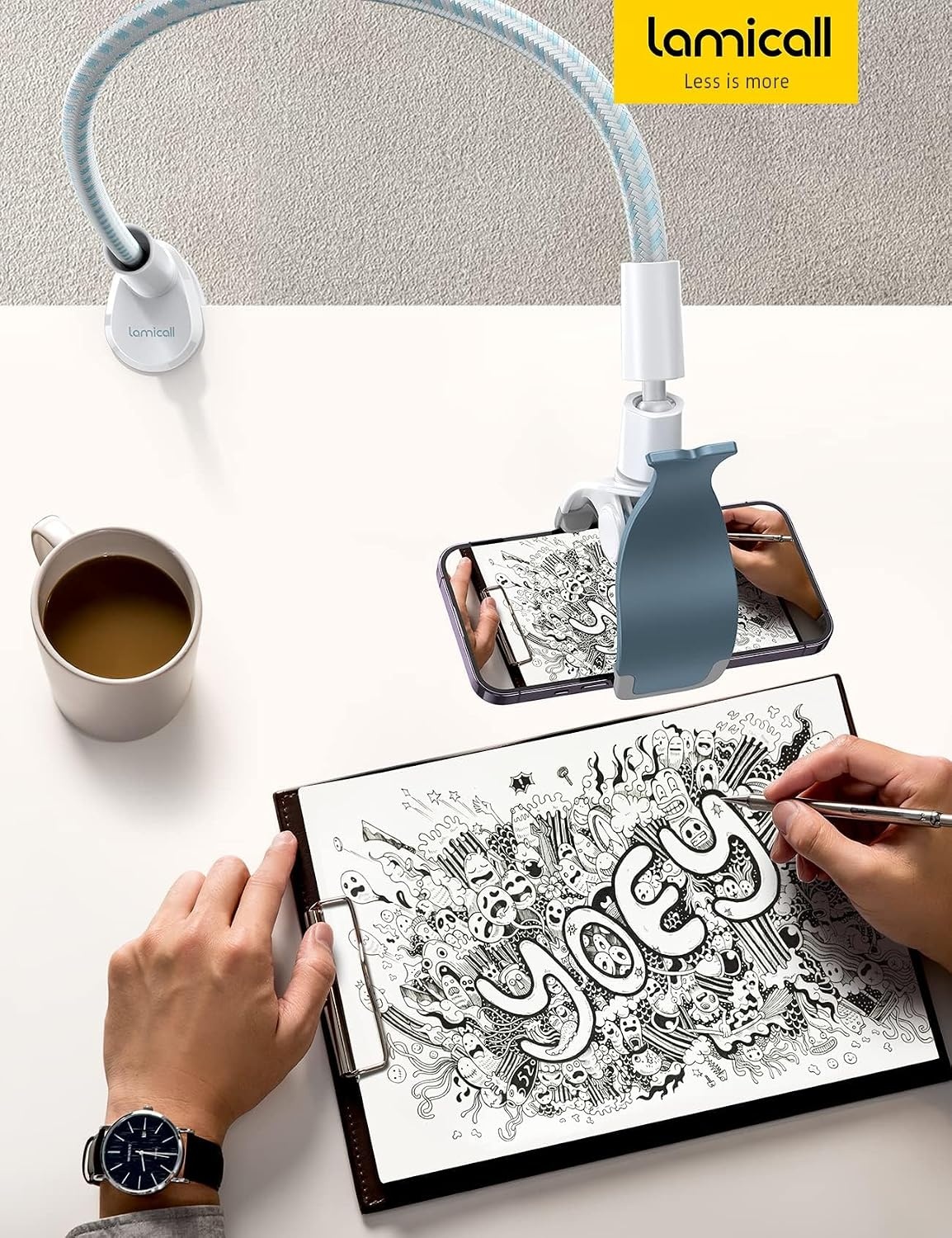 image:imageLamicall Gooseneck Phone Holder for Bed Overall Length 386inSnow White