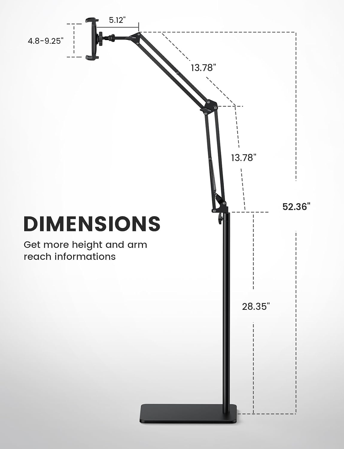 image:imageLamicall Kindle Stand Tablet Holder 55 Height Adjust Extend Flexible Arm