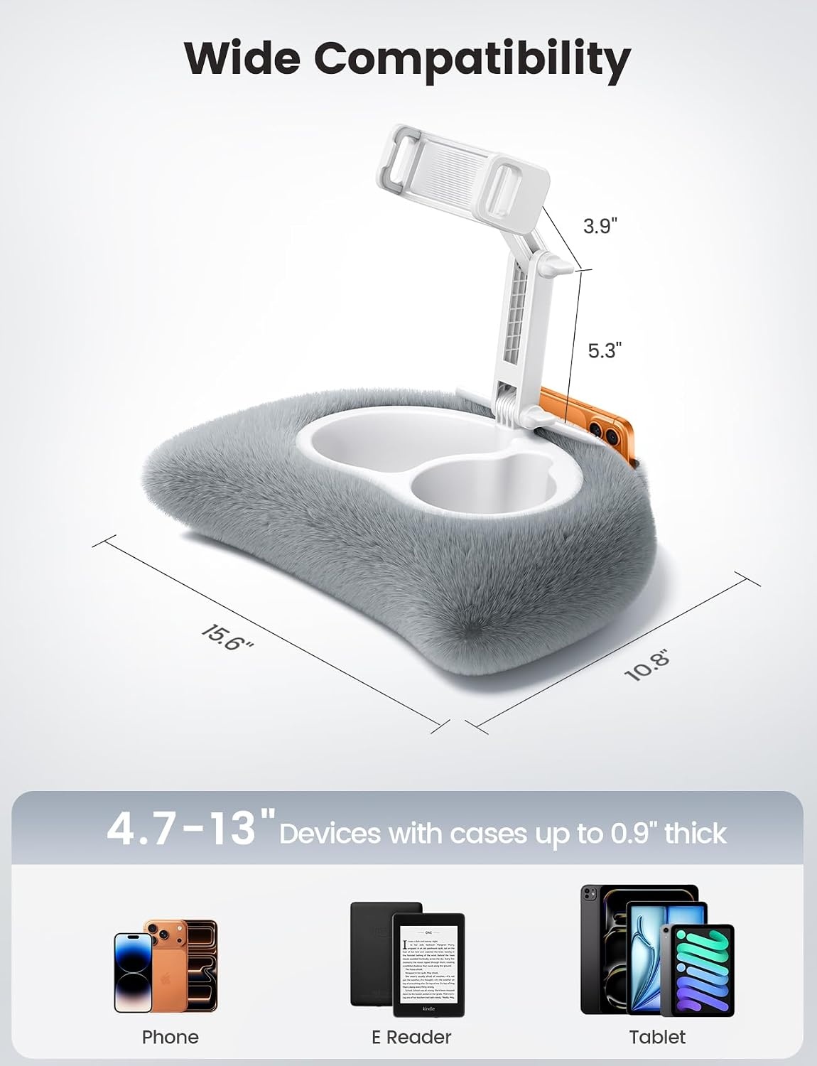 image:imageLamicall Kindle Holder Tablet Pillow Stand Extendable Arm iPad Soft PadGrey