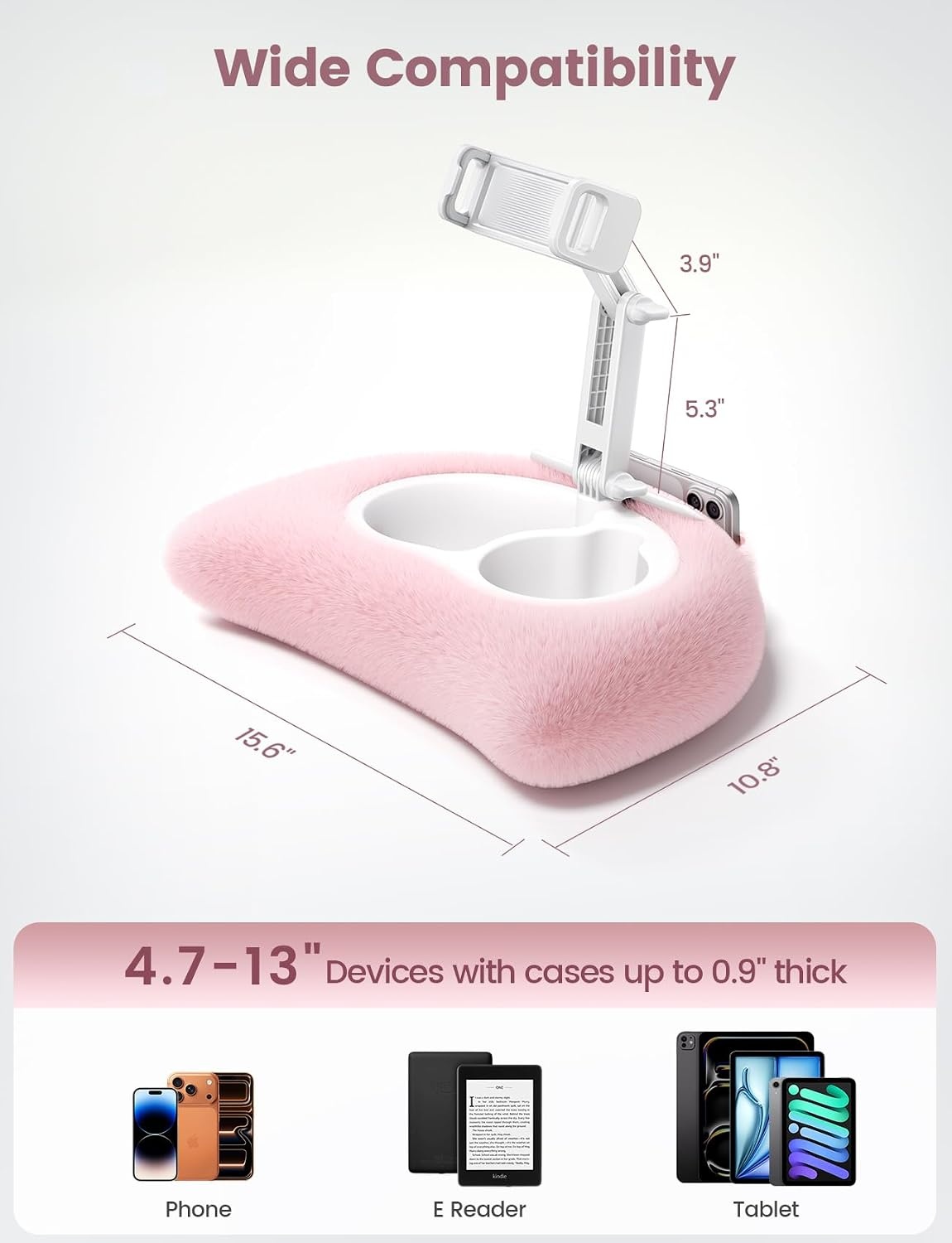image:imageLamicall Kindle Holder Tablet Pillow Stand Extendable Arm iPad Soft PadPink