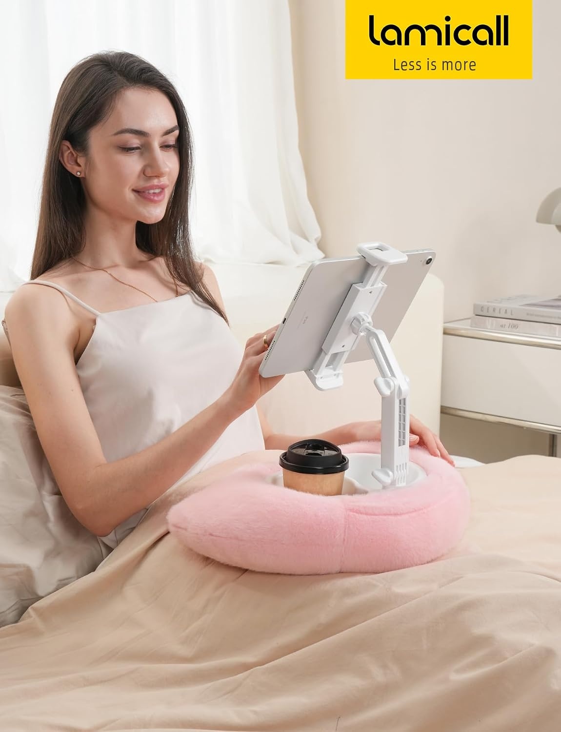 image:imageLamicall Kindle Holder Tablet Pillow Stand Extendable Arm iPad Soft PadPink