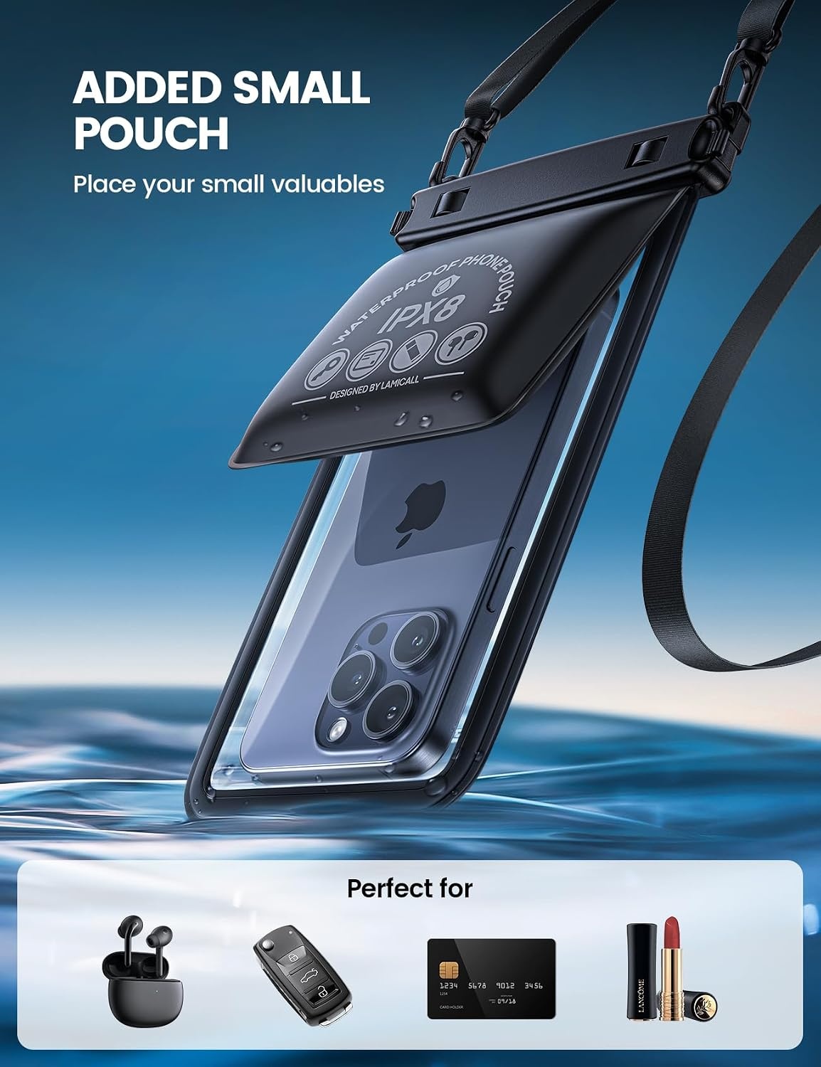 image:imageLamicall IP68 Floating Waterproof Phone Pouch amp Double Space Waterproof Phone Pouch