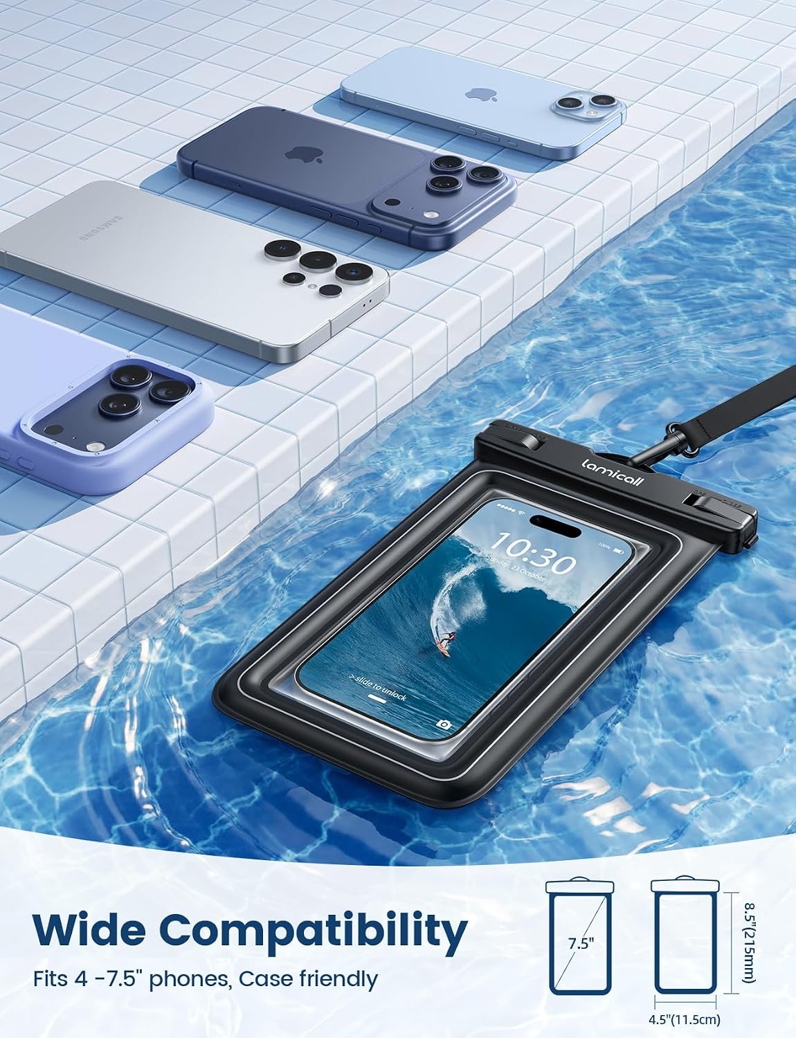 image:imageLamicall IP68 Floating Waterproof Phone Pouch amp Double Space Waterproof Phone Pouch