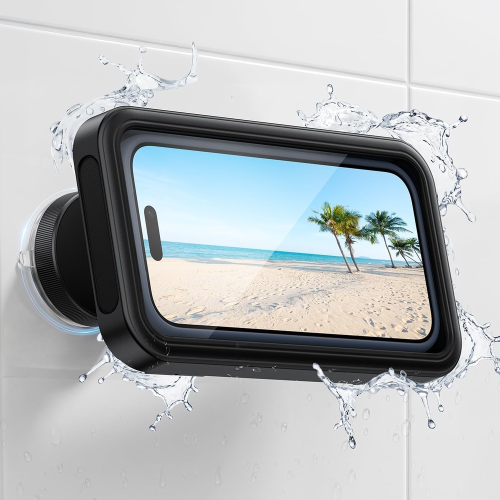 image:imageLamicall Vacuum Suction Shower Phone Holder Waterproof Bathroom Wall MountMatte Black