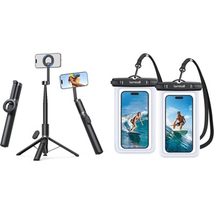 Lamicall 71″ Auto-Open Magnetic Phone Tripod + Waterproof Phone Pouch