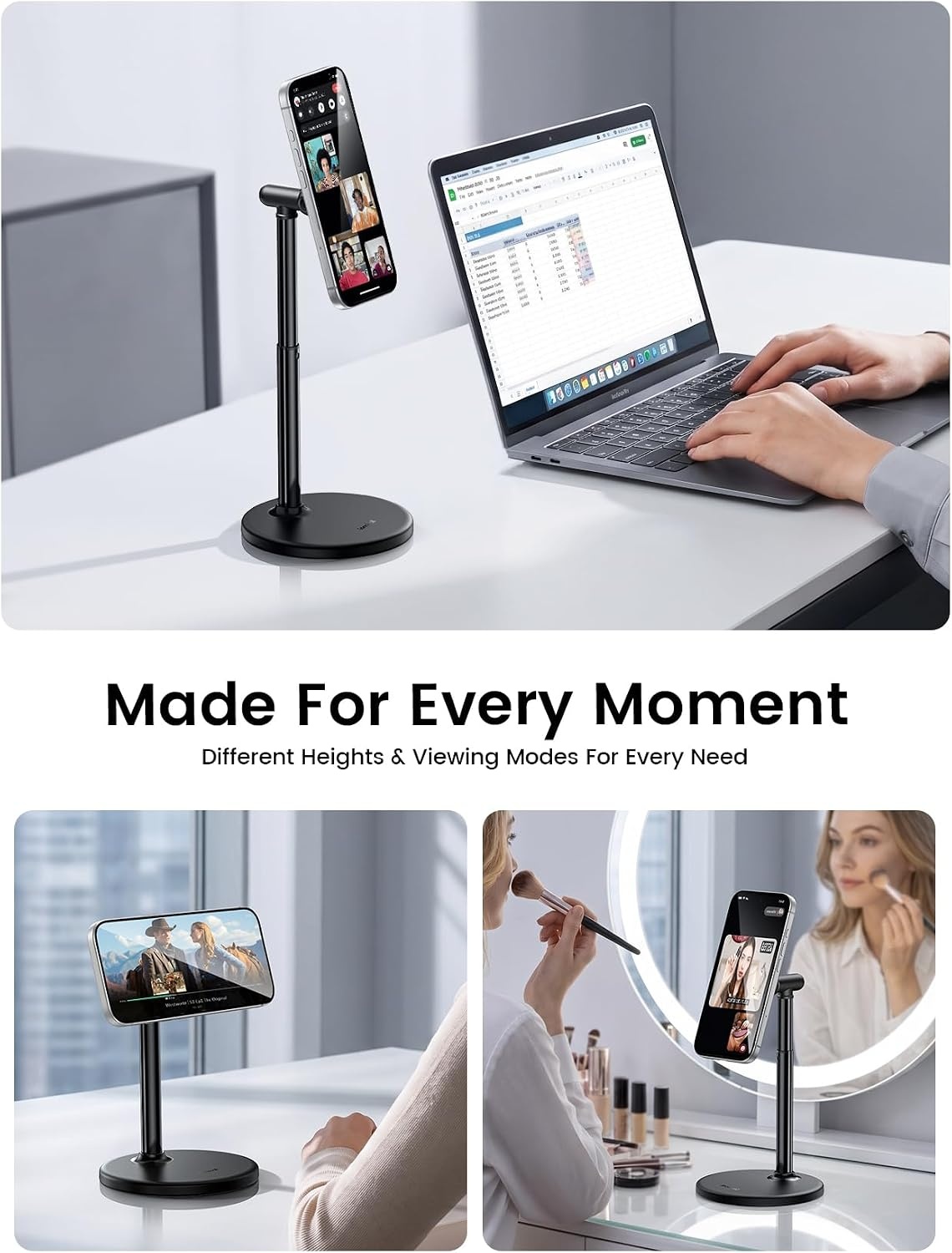 image:imageLamicall Magnetic Phone Stand for Desk Height Adjustable Holder for iPhone