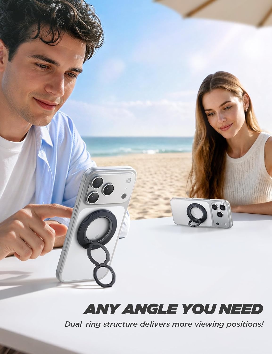 image:imageLamicall Magnetic Phone Ring Grip for MagSafe Dual Ring Phone HolderMidnight Black