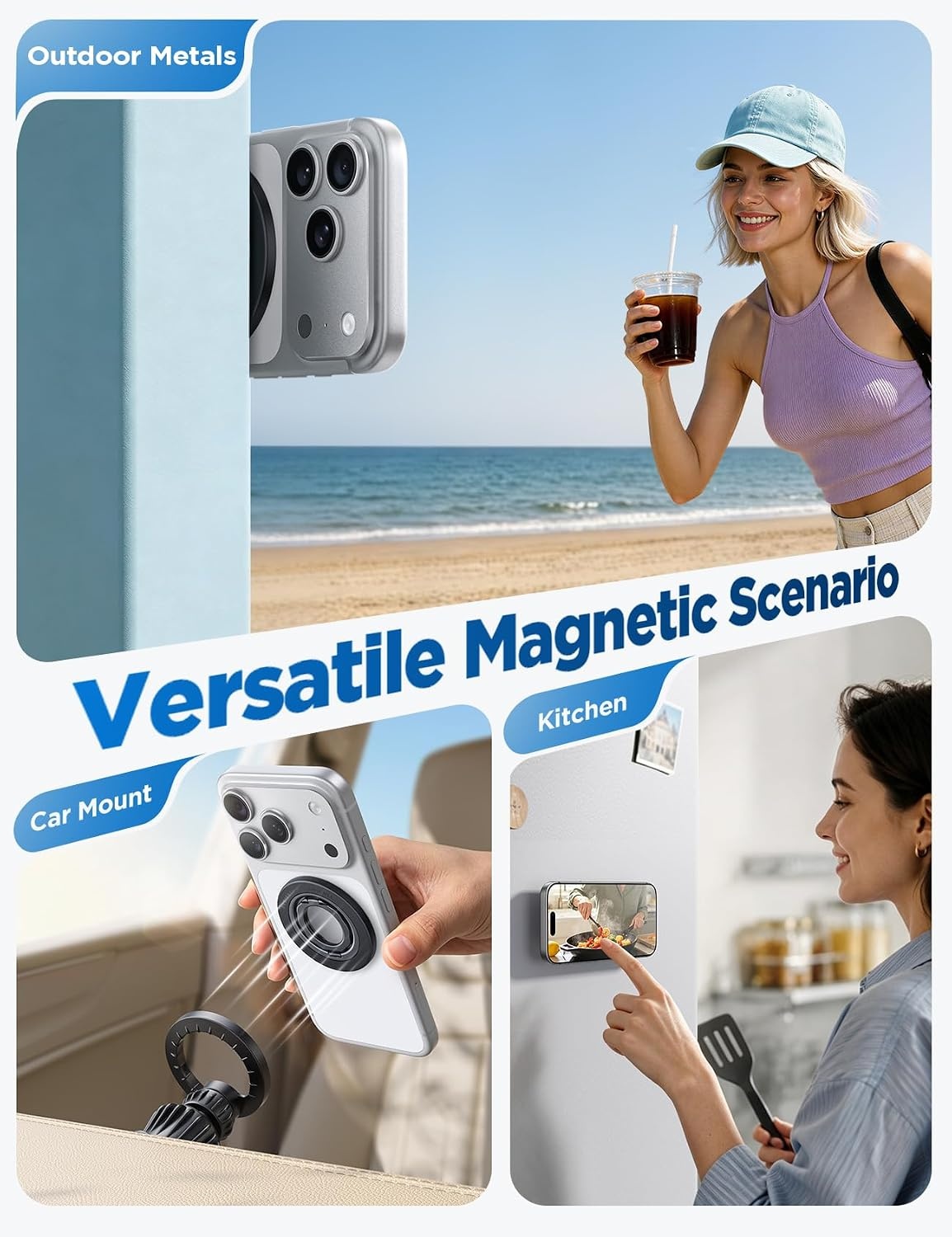 image:imageLamicall Magnetic Phone Ring Grip for MagSafe Dual Ring Phone HolderMidnight Black