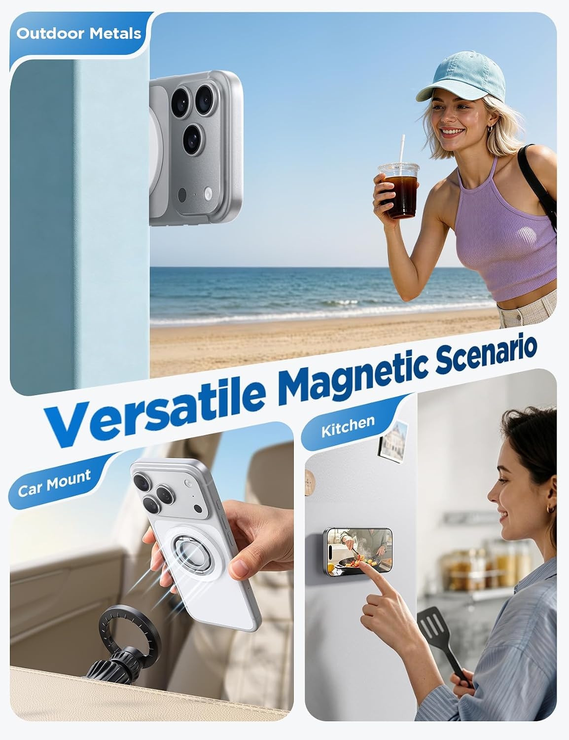 image:imageLamicall Magnetic Phone Ring Grip for MagSafe Dual Ring Phone HolderSnow White