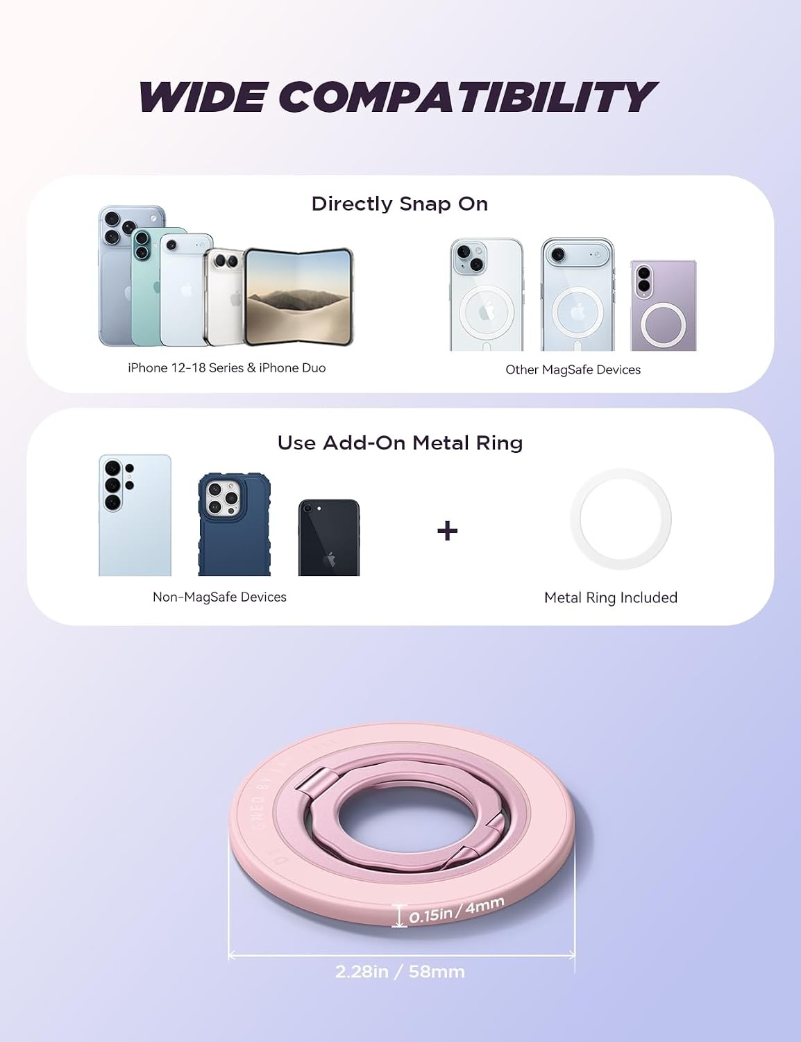 image:imageLamicall for MagSafe Magnetic Phone Ring Grip Ultra Slim Pink